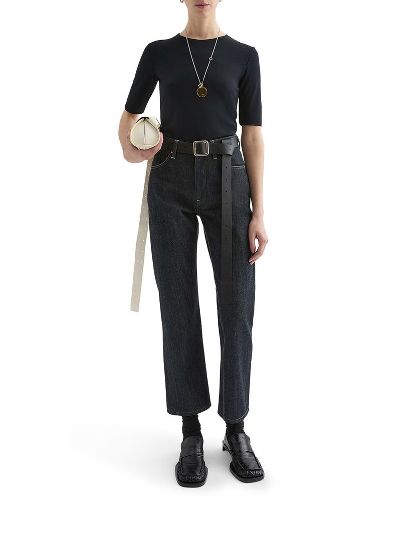 T-SHIRT A MANICHE CORTE IN CRÊPE