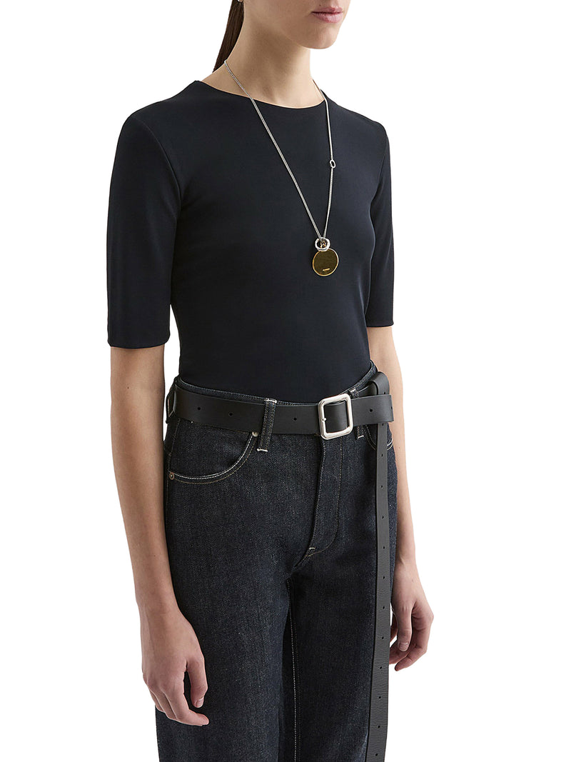 T-SHIRT A MANICHE CORTE IN CRÊPE