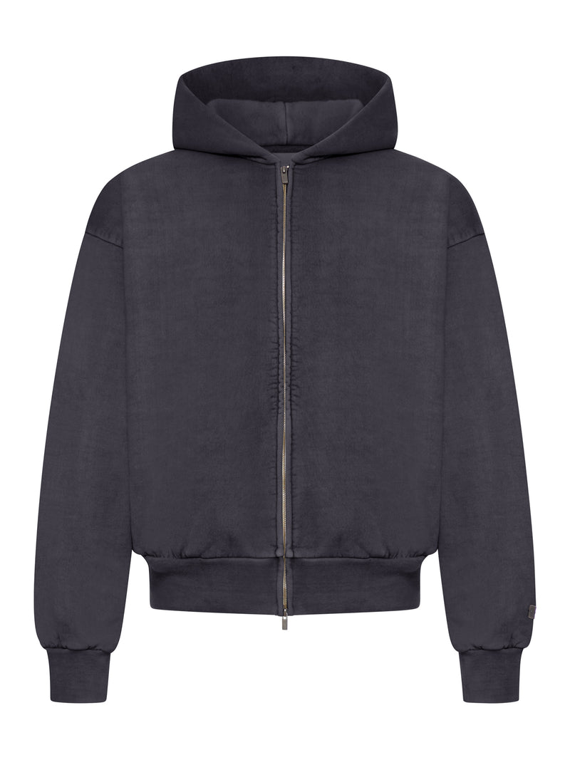 FELPA IN COTONE CON ZIP E CAPPUCCIO