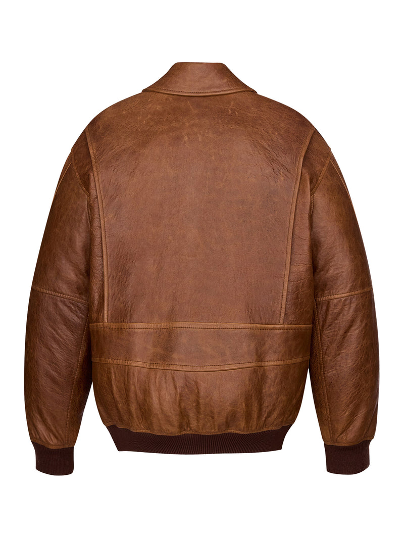 BOMBER IMBOTTITO IN PELLE DI AGNELLO MARTELLATA LUCIDA