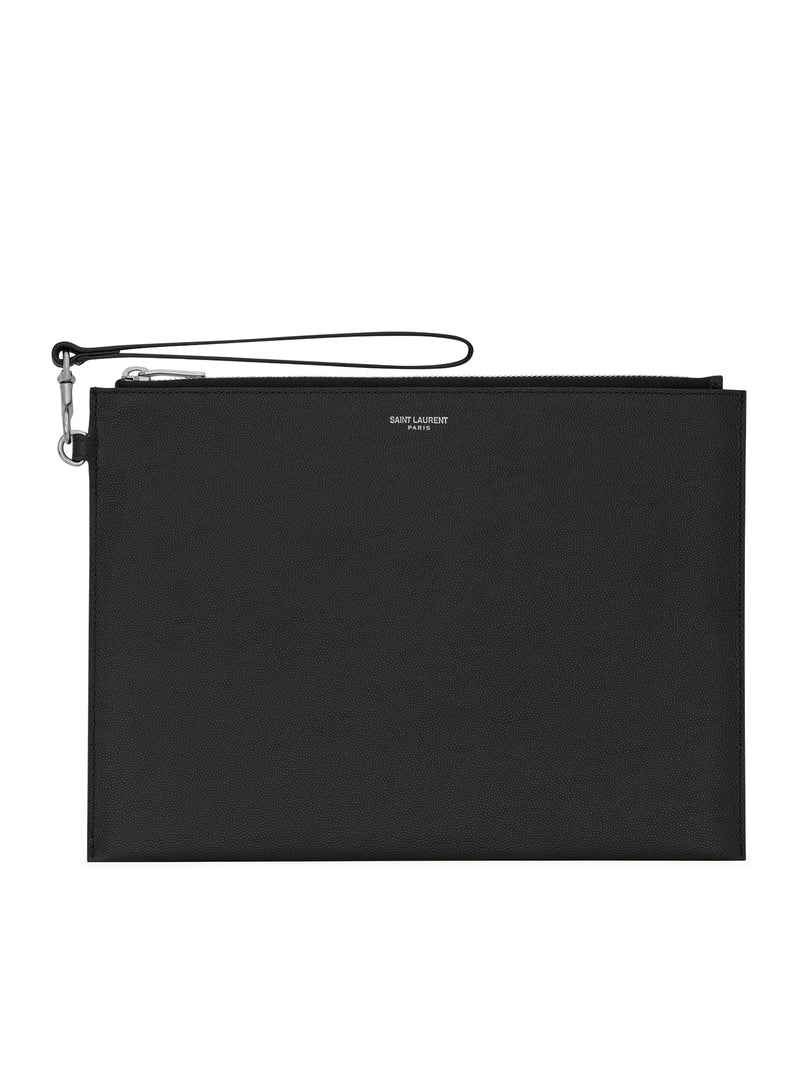 PORTA TABLET CON ZIP IN PELLE GOFFRATA GRAIN DE POUDRE