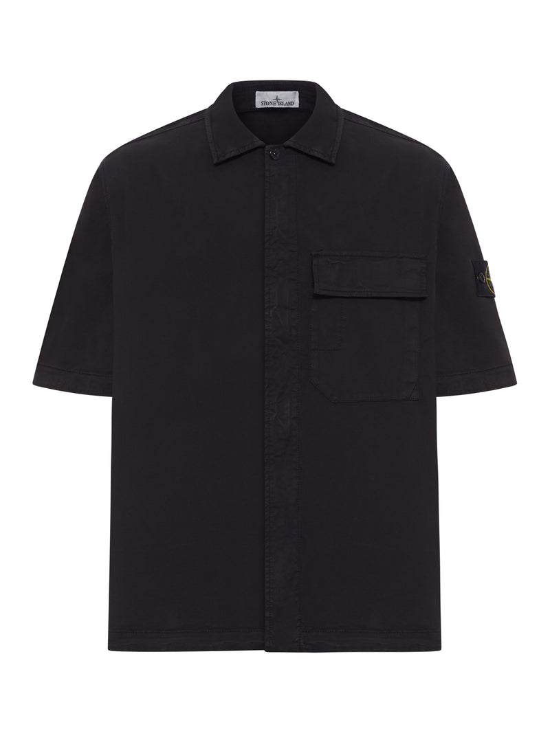 CAMICIA A MANICA CORTA IN TWILL DI COTONE BIOLOGICO STRETCH