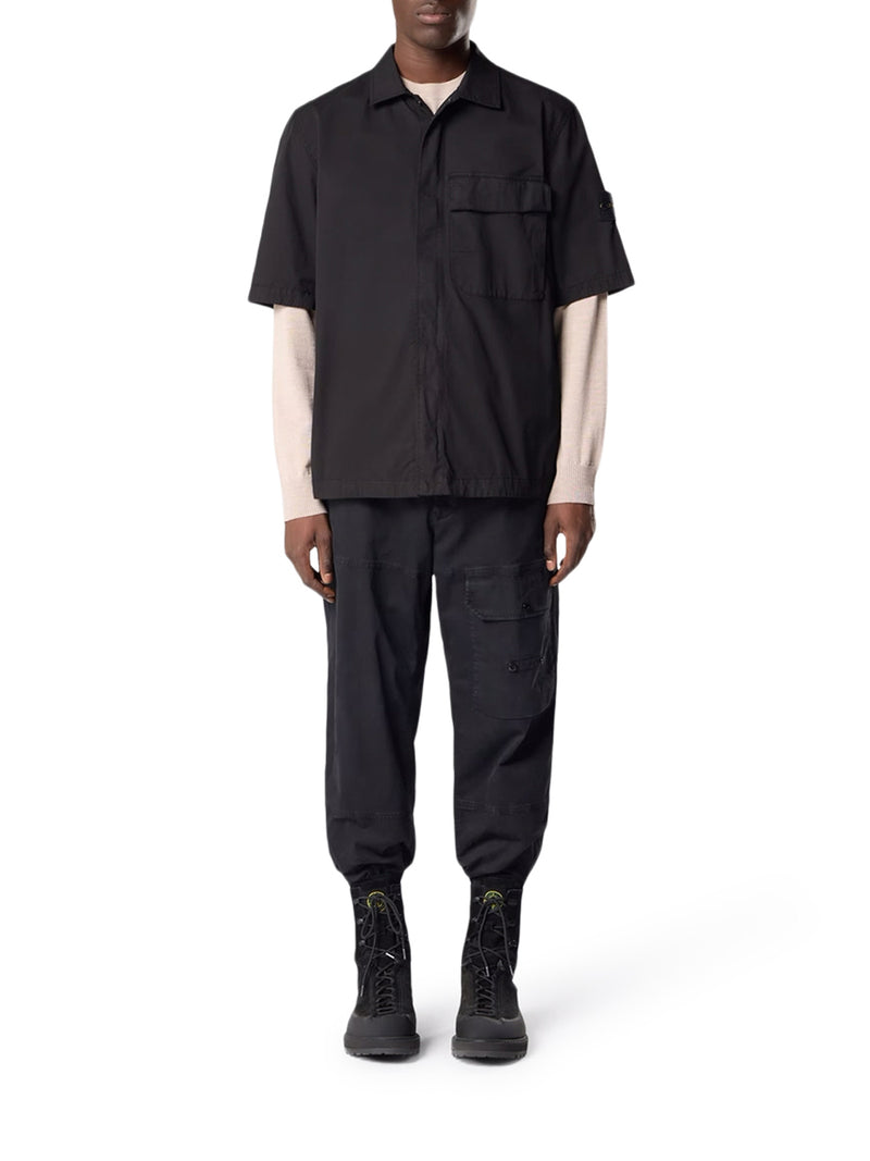 CAMICIA A MANICA CORTA IN TWILL DI COTONE BIOLOGICO STRETCH