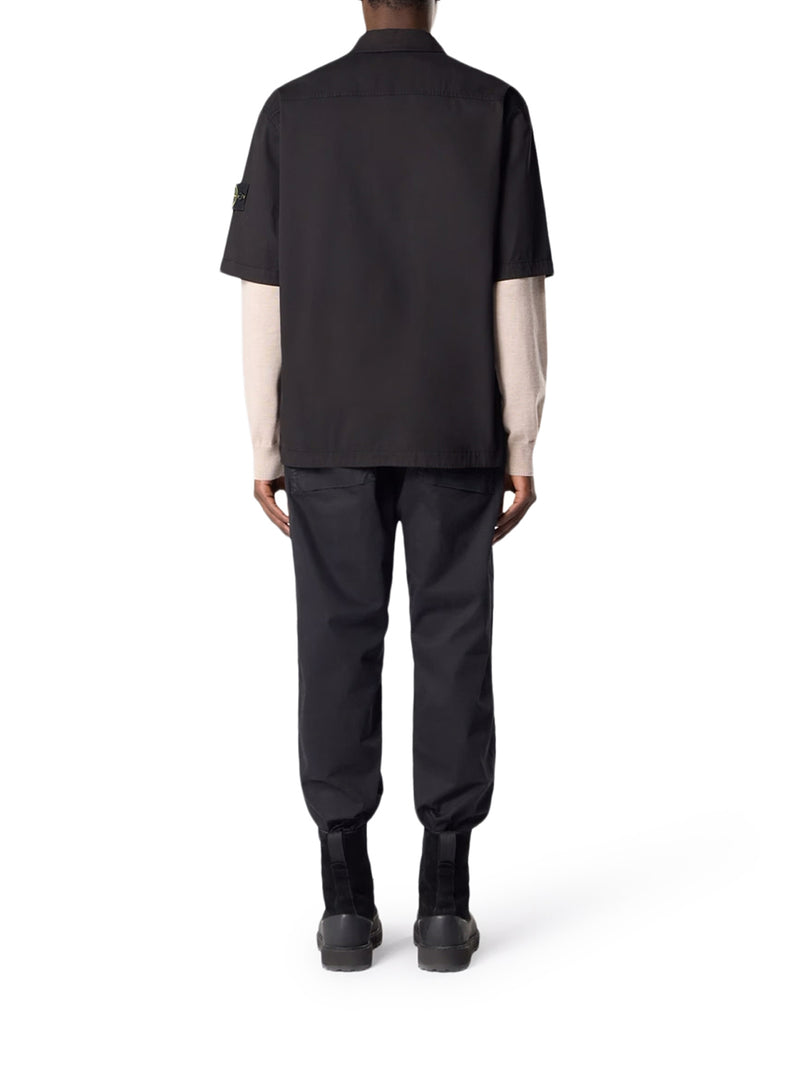 CAMICIA A MANICA CORTA IN TWILL DI COTONE BIOLOGICO STRETCH