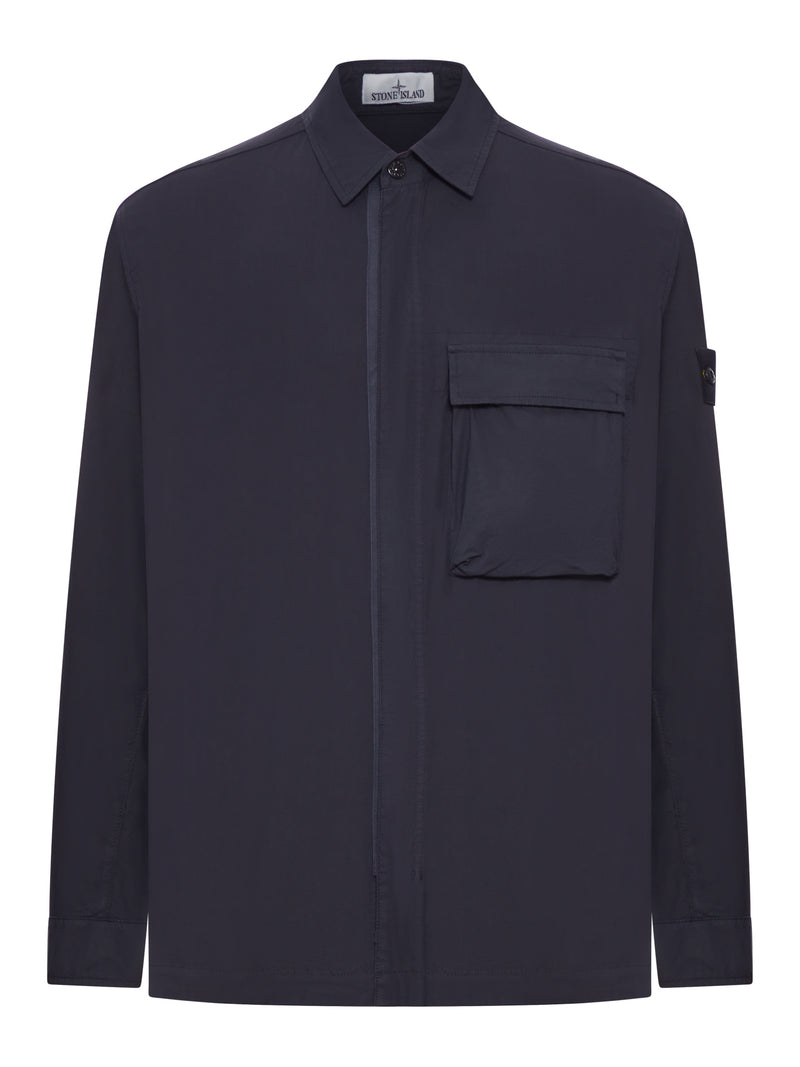 OVERSHIRT IN TELA DI COTONE STRETCH CON TASCA CON PATTA SUL PETTO