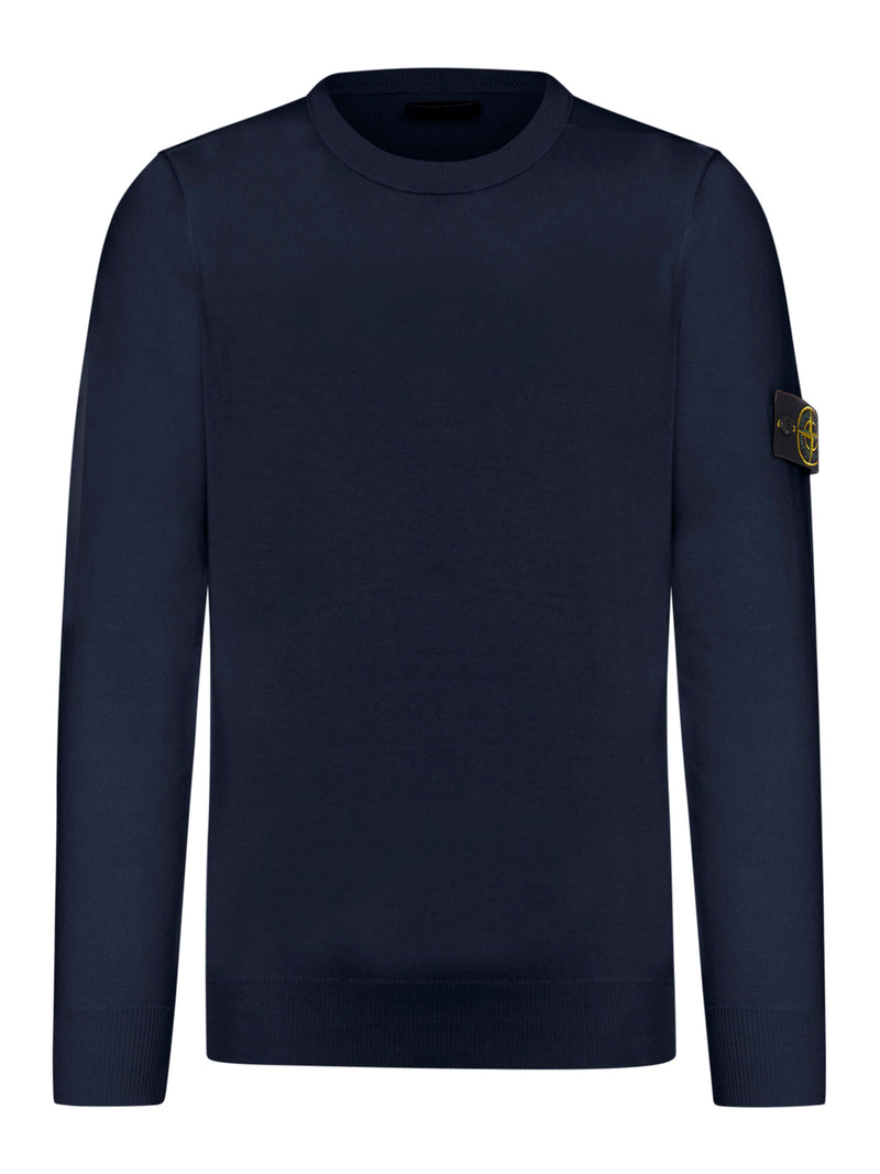 MAGLIONE GIROCOLLO CON BADGE STONE ISLAND BLUE NAVY