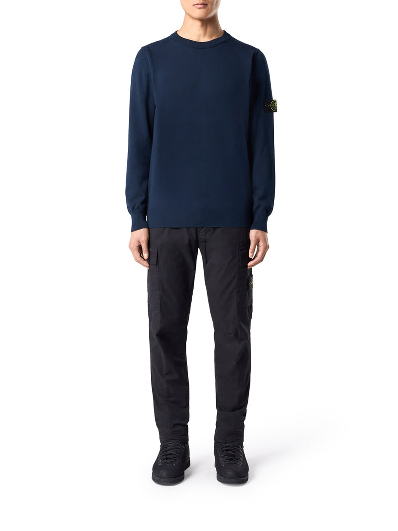 MAGLIONE GIROCOLLO CON BADGE STONE ISLAND BLUE NAVY