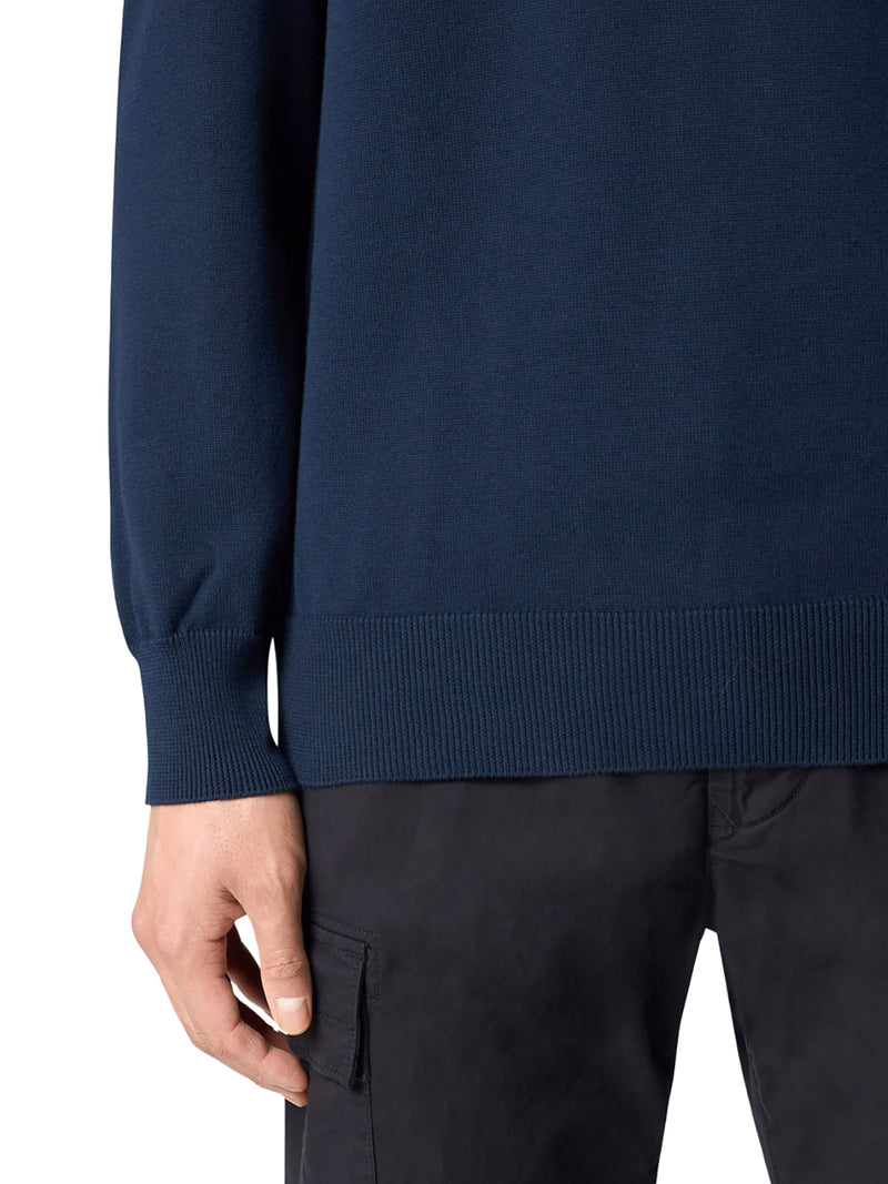 MAGLIONE GIROCOLLO CON BADGE STONE ISLAND BLUE NAVY