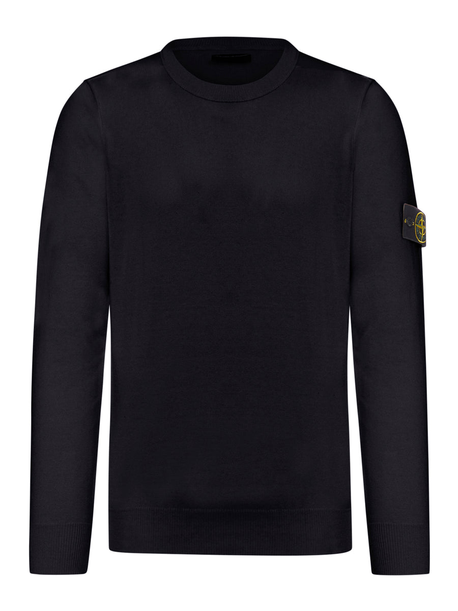 MAGLIONE GIROCOLLO CON BADGE STONE ISLAND NERO