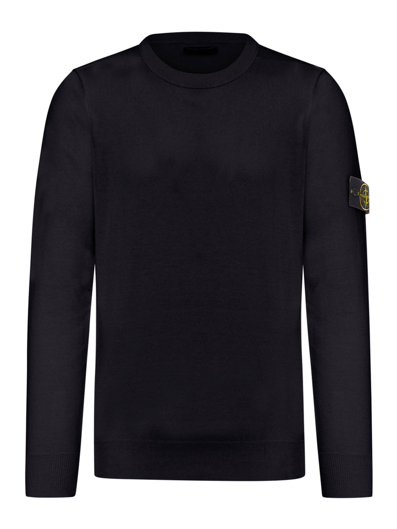 MAGLIONE GIROCOLLO CON BADGE STONE ISLAND NERO