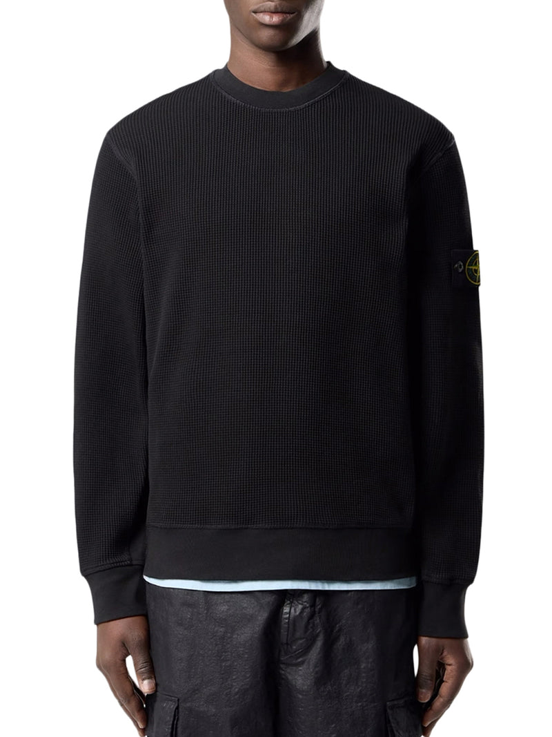 FELPA GIROCOLLO IN COTONE BIOLOGICO CON LAVORAZIONE A NIDO D`APE