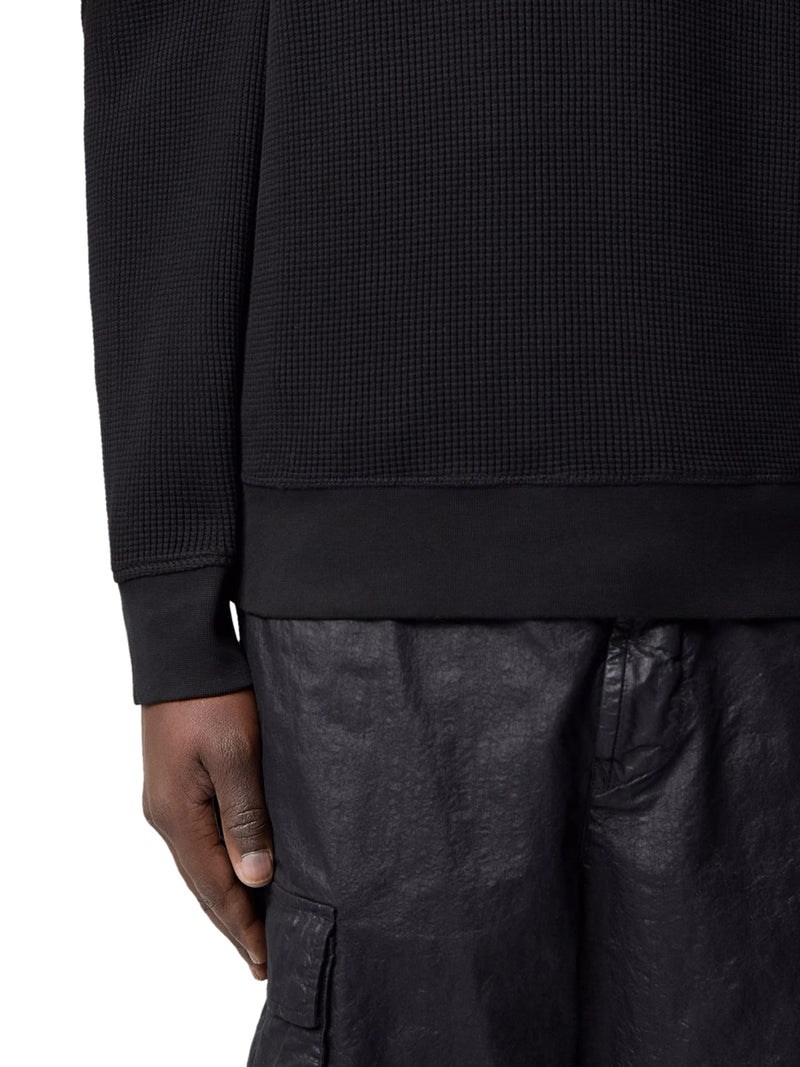 FELPA GIROCOLLO IN COTONE BIOLOGICO CON LAVORAZIONE A NIDO D`APE