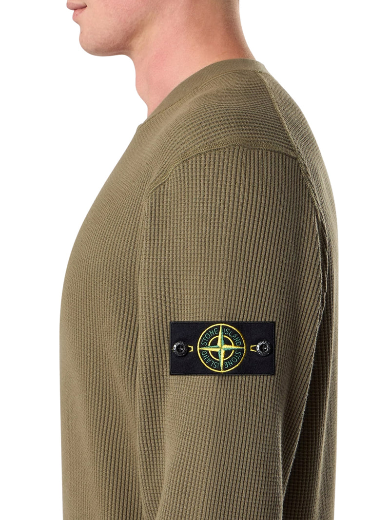 FELPA GIROCOLLO IN COTONE BIOLOGICO CON LAVORAZIONE A NIDO D`APE