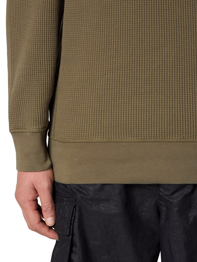 FELPA GIROCOLLO IN COTONE BIOLOGICO CON LAVORAZIONE A NIDO D`APE