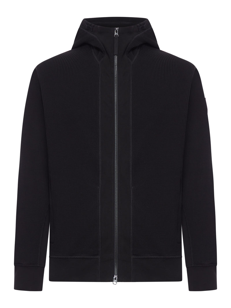 MAGLIA IN COTONE CON ZIP E CAPPUCCIO CON BADGE GHOST