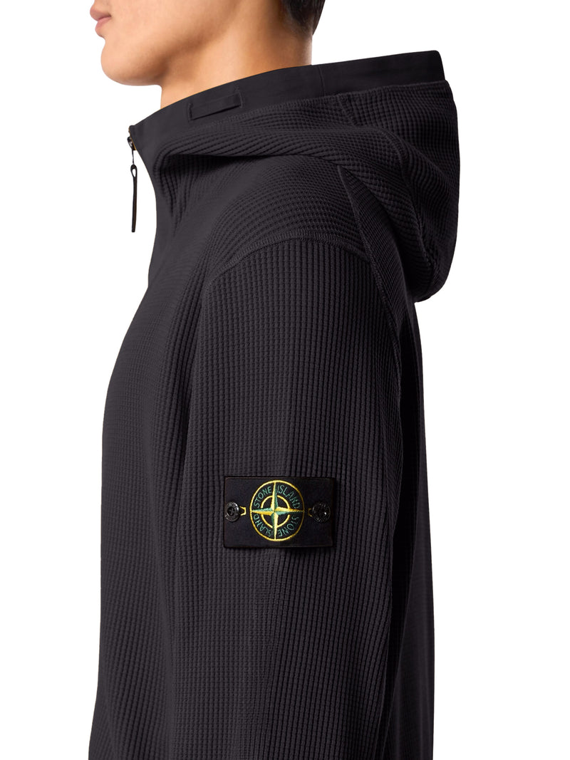 MAGLIA IN COTONE CON ZIP E CAPPUCCIO CON BADGE GHOST