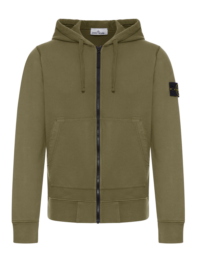 FELPA CON ZIP E CAPPUCCIO IN COTONE BIOLOGICO