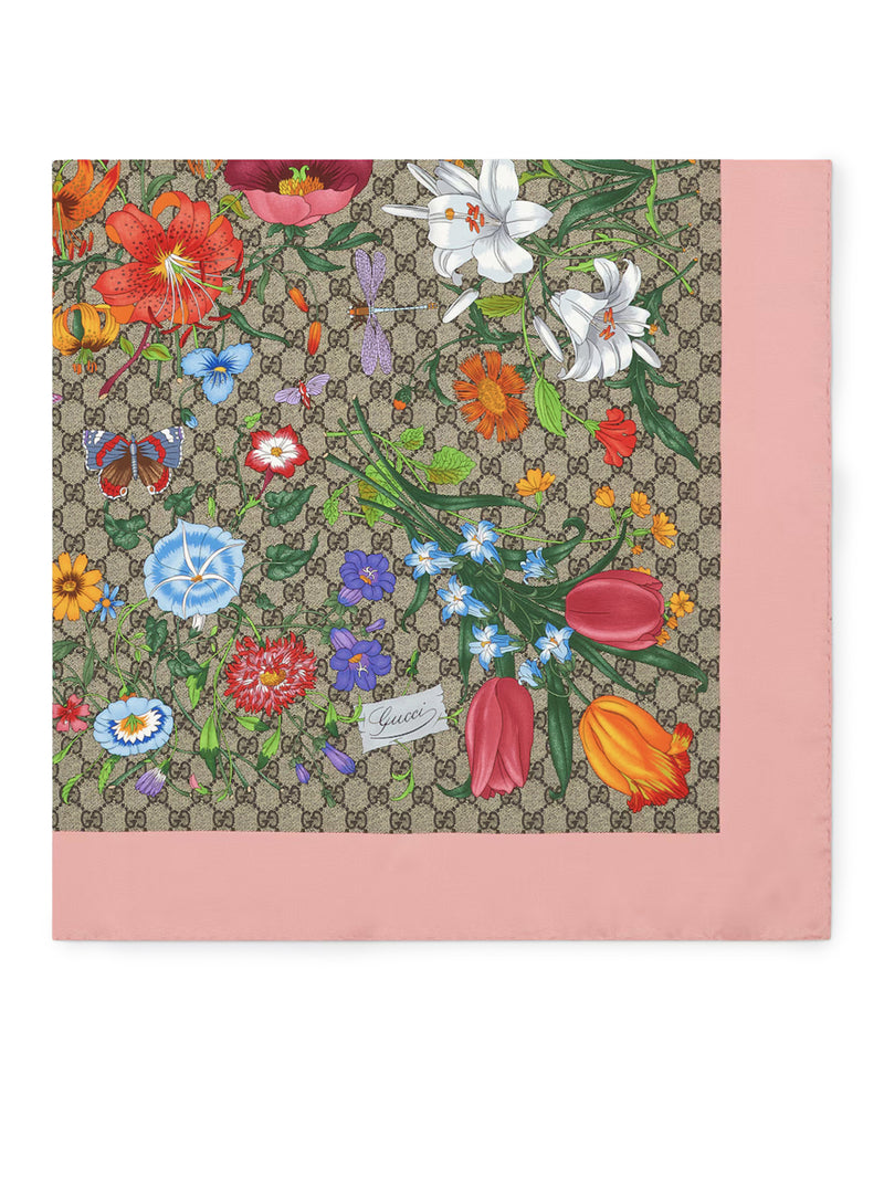 CARRÉ IN TWILL DI SETA CON STAMPA FLORA