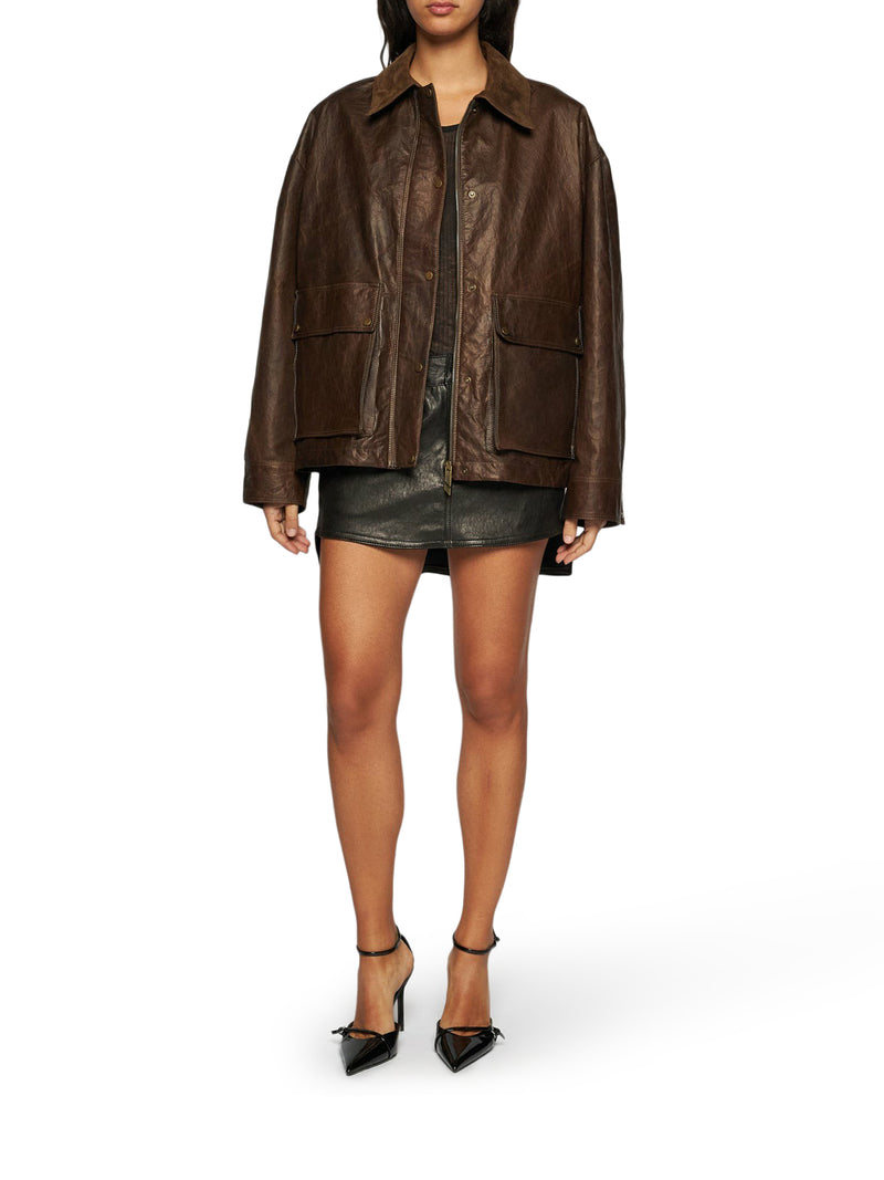 GIACCA WORK IN PELLE CERATA