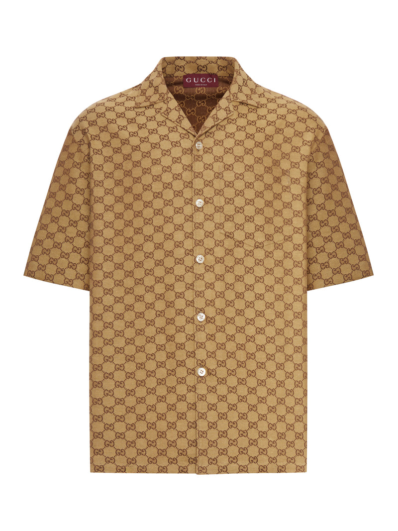 CAMICIA IN MISTO LINO CON GG ALLOVER