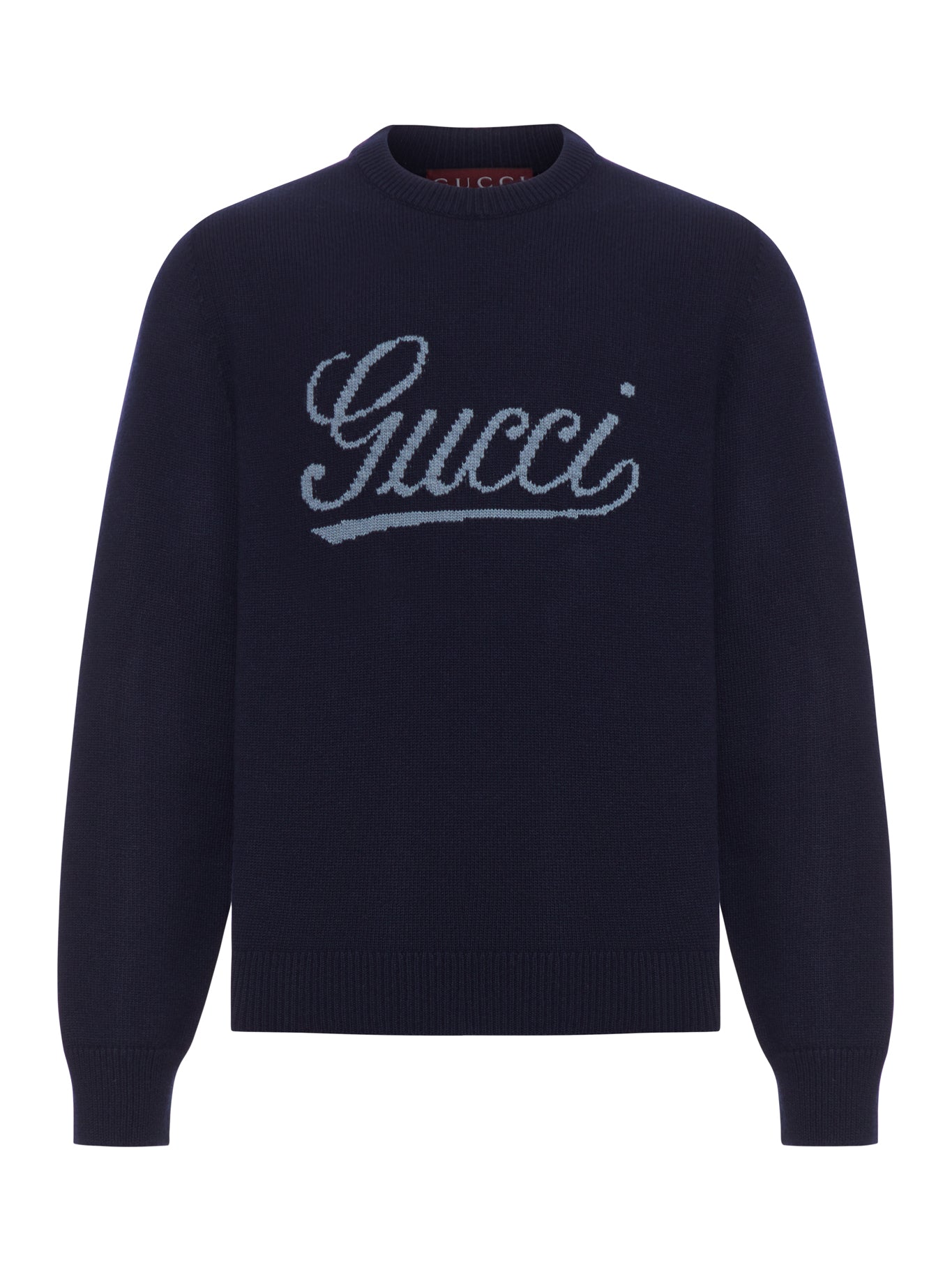 MAGLIONE IN LANA CON LOGO GUCCI FRONTALE A CONTRASTO