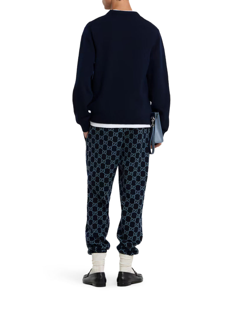 MAGLIONE IN LANA CON LOGO GUCCI FRONTALE A CONTRASTO