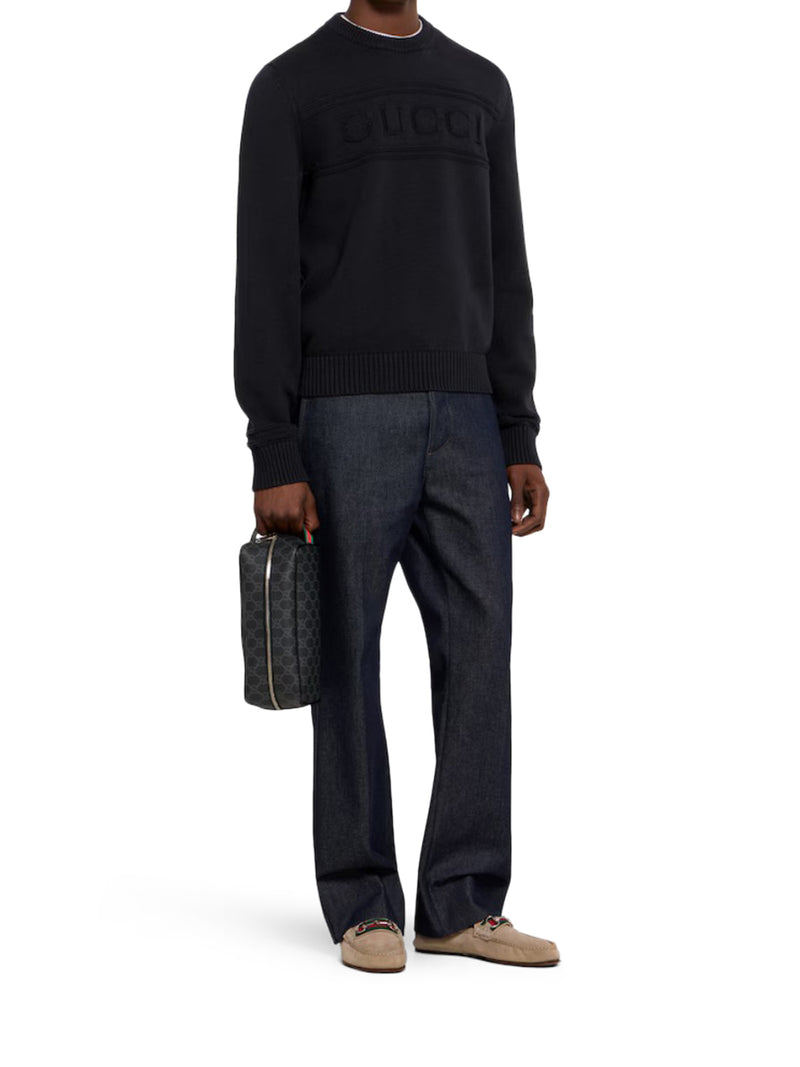 MAGLIONE IN MAGLIA DI COTONE CON INTARSIO