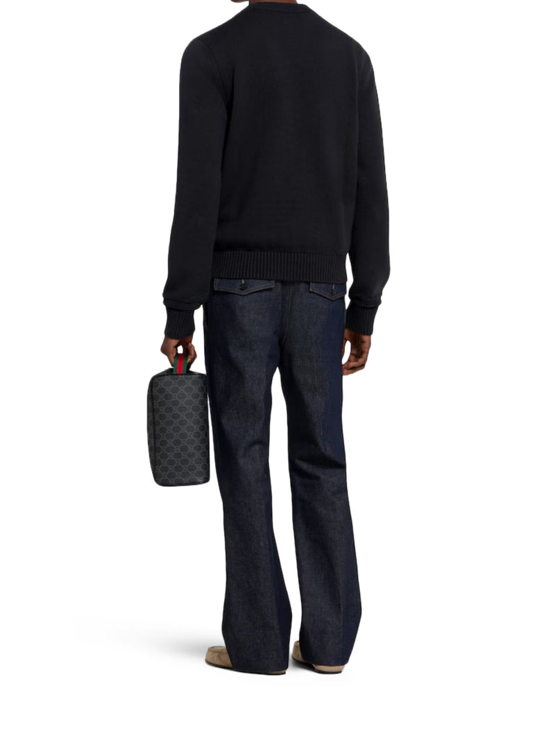 MAGLIONE IN MAGLIA DI COTONE CON INTARSIO