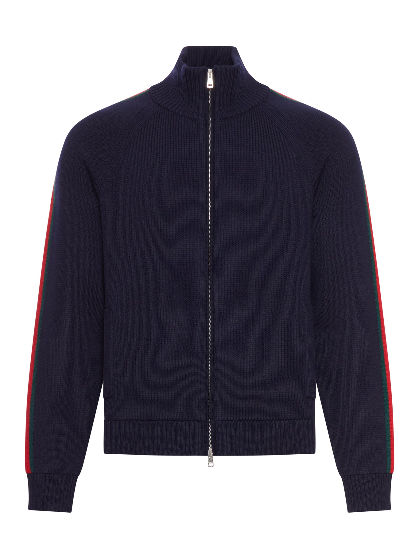 GIACCA IN LANA CON ZIP E BANDA WEB LATERALE