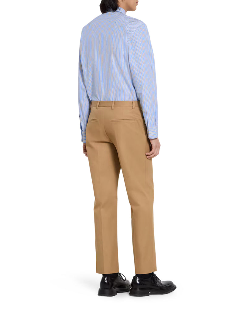 CAMICIA IN POPELINE DI COTONE A RIGHE E LOGO GUCCI