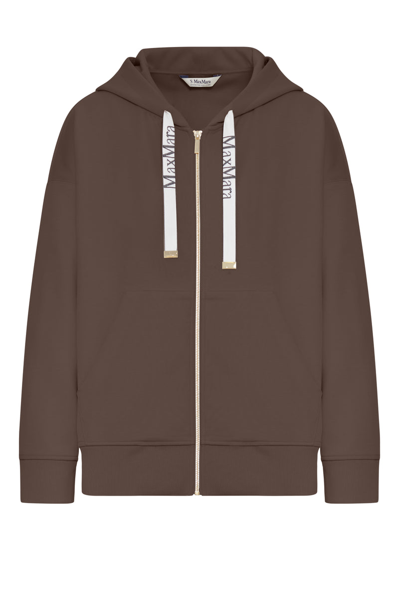 FELPA CON ZIP E CAPPUCCIO IN JERSEY TECNICO