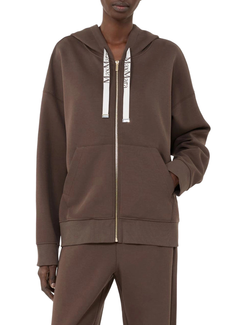 FELPA CON ZIP E CAPPUCCIO IN JERSEY TECNICO