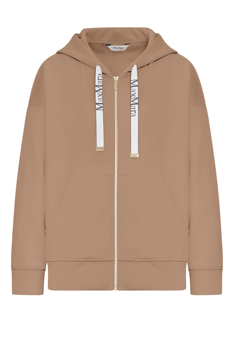 FELPA CON ZIP E CAPPUCCIO IN JERSEY TECNICO