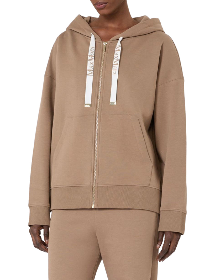 FELPA CON ZIP E CAPPUCCIO IN JERSEY TECNICO