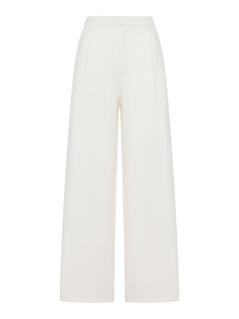 PANTALONE AMPIO IN COTONE E LINO
