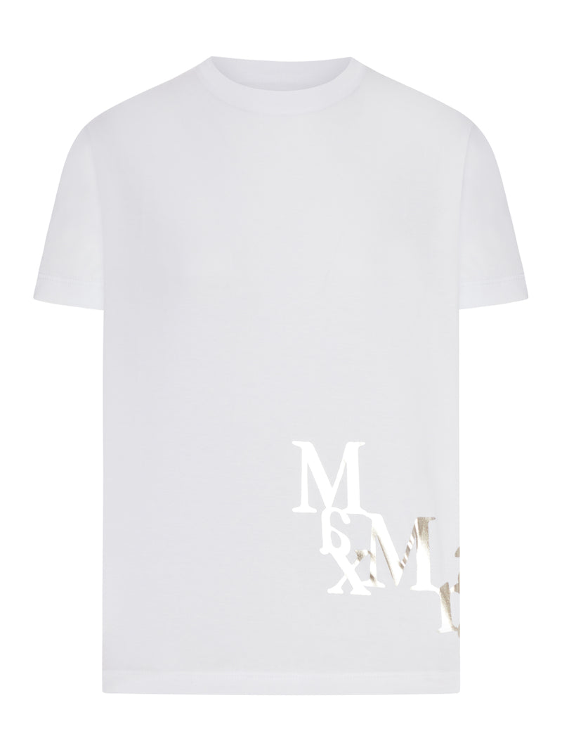 T-SHIRT IN COTONE CON LOGO LATERALE A CONTRASTO