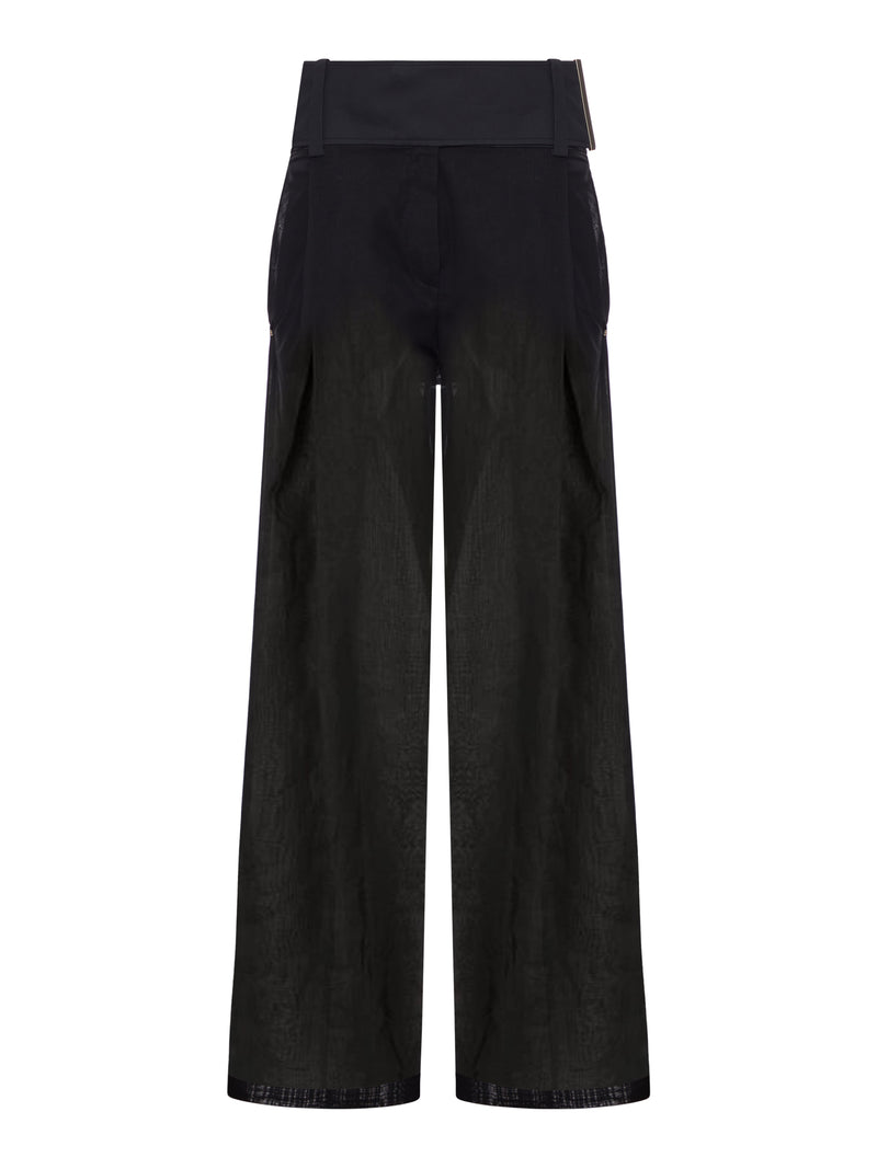 PANTALONE AMPIO IN VOILE DI COTONE ORGANZATO