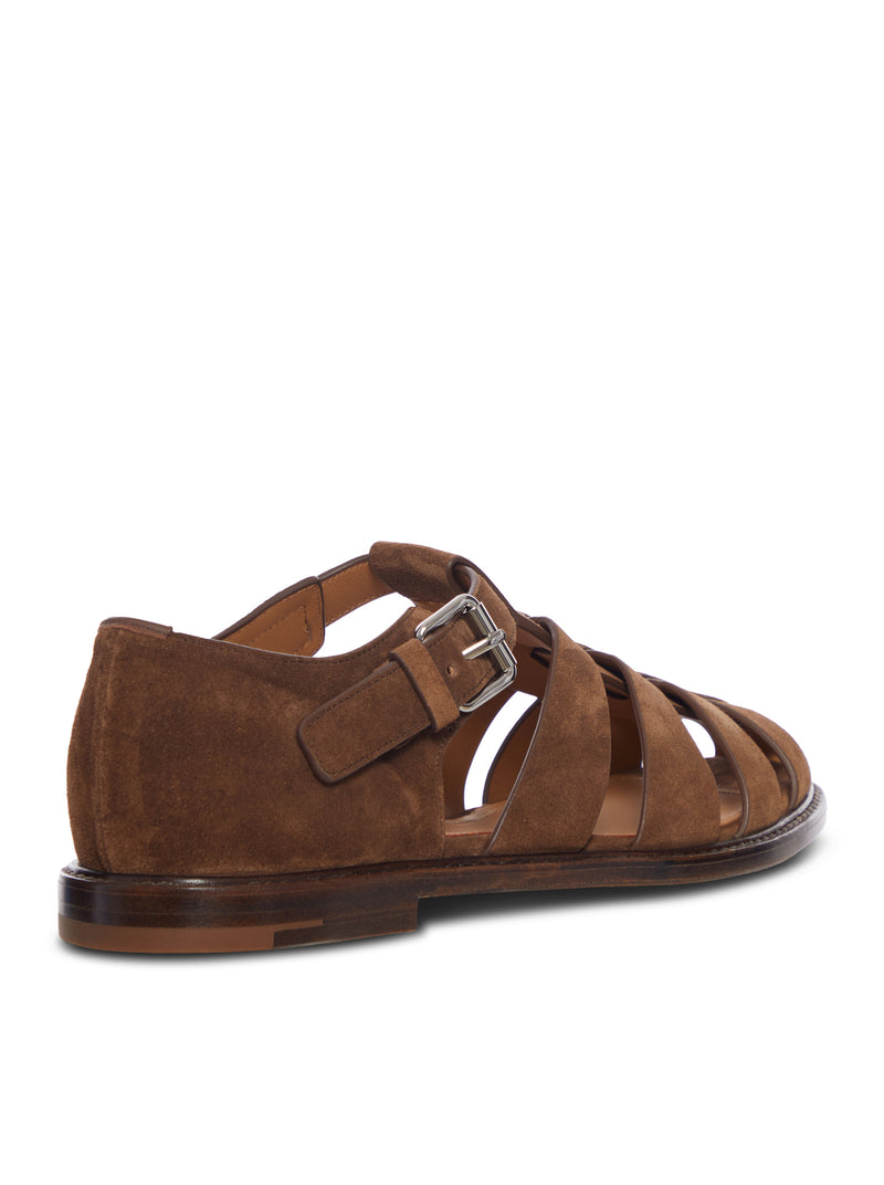 SANDALO IN SUEDE CON DESIGN A GABBIA