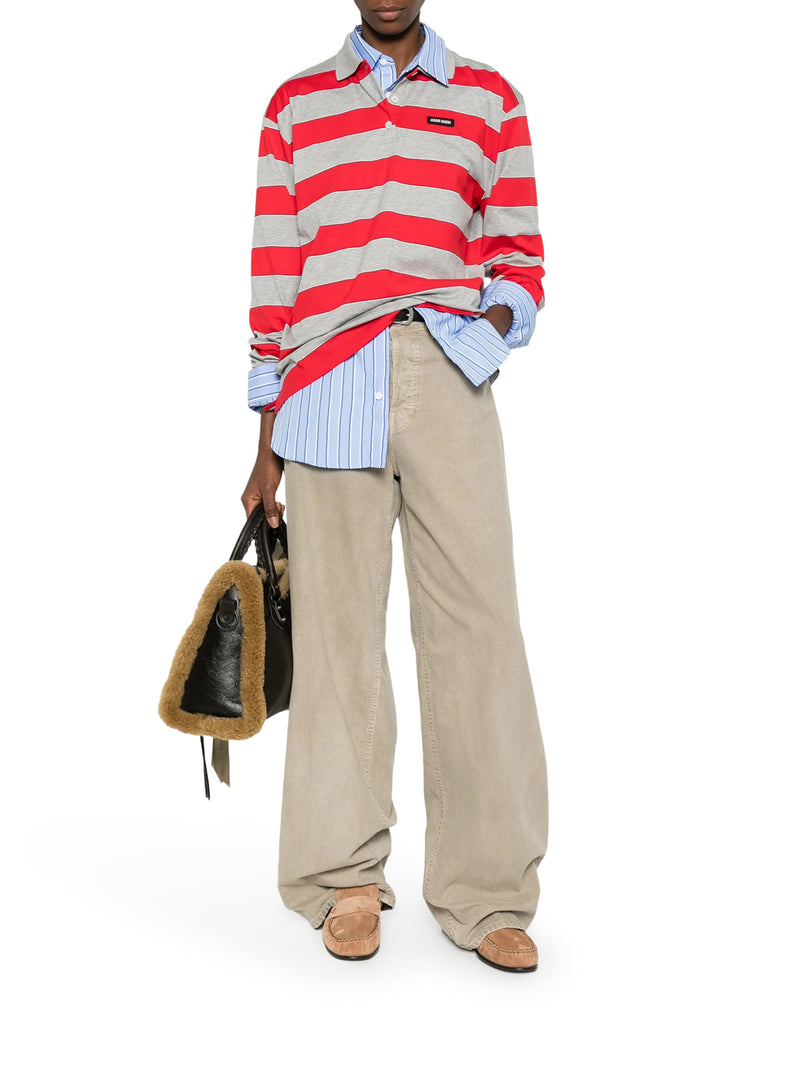 POLO IN JERSEY DI COTONE A RIGHE  CON PATCH LOGO