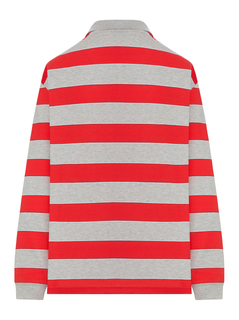 POLO IN JERSEY DI COTONE A RIGHE  CON PATCH LOGO