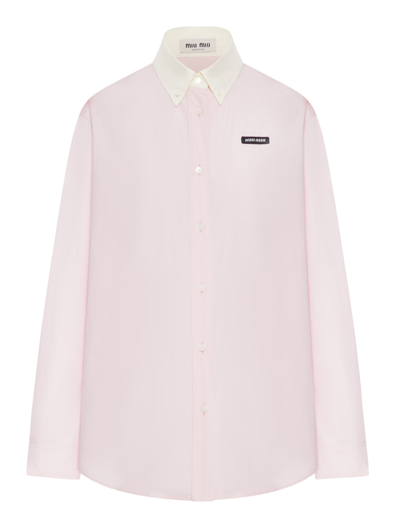 CAMICIA IN POPELINE DI COTONE CON PATCH LOGO