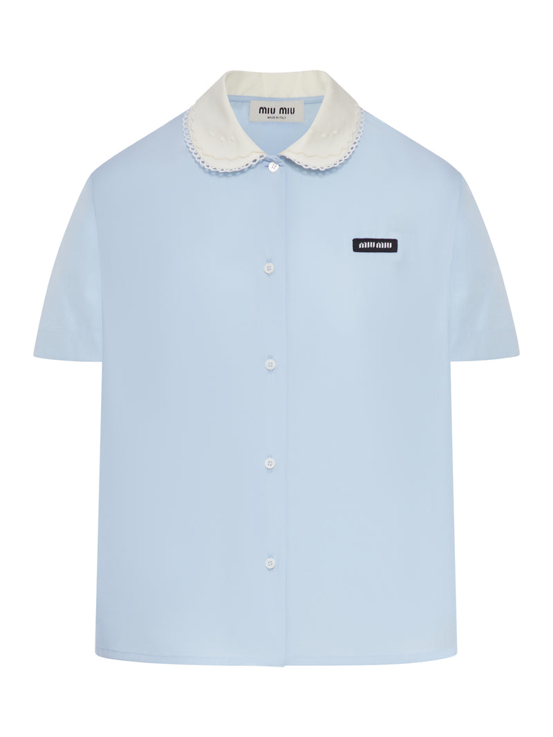 CAMICIA A MANICHE CORTE IN POPELINE DI COTONE