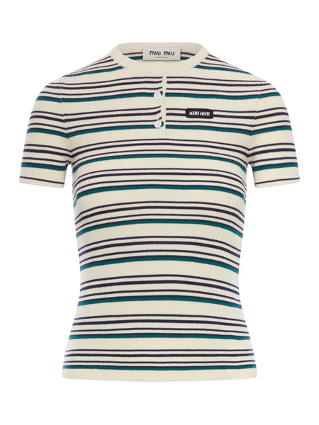 MAGLIA GIROCOLLO IN COTONE A RIGHE