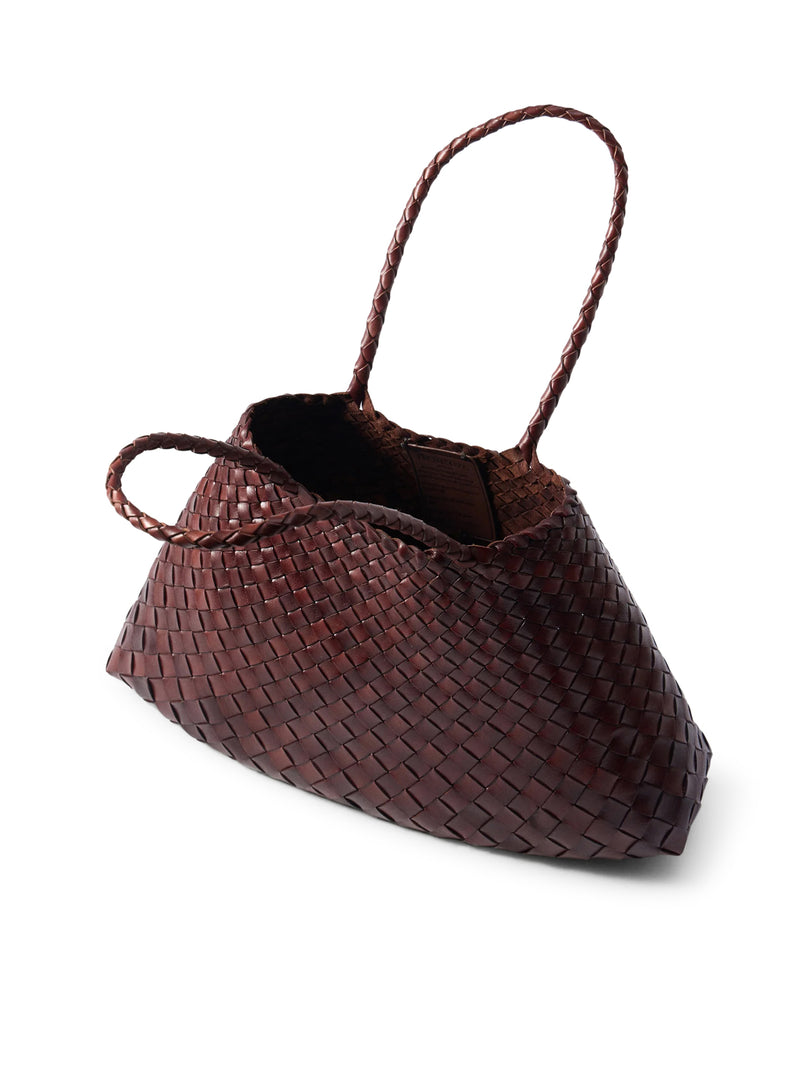 BORSA SANTA CROCE BIG IN PELLE INTRACCIATA BRUCIATO