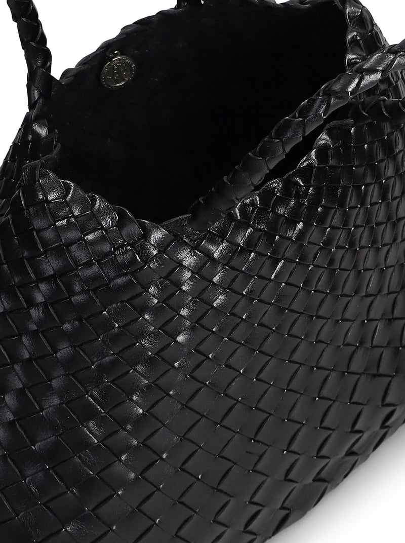 BORSA SANTA CROCE BIG IN PELLE INTRACCIATA NERA