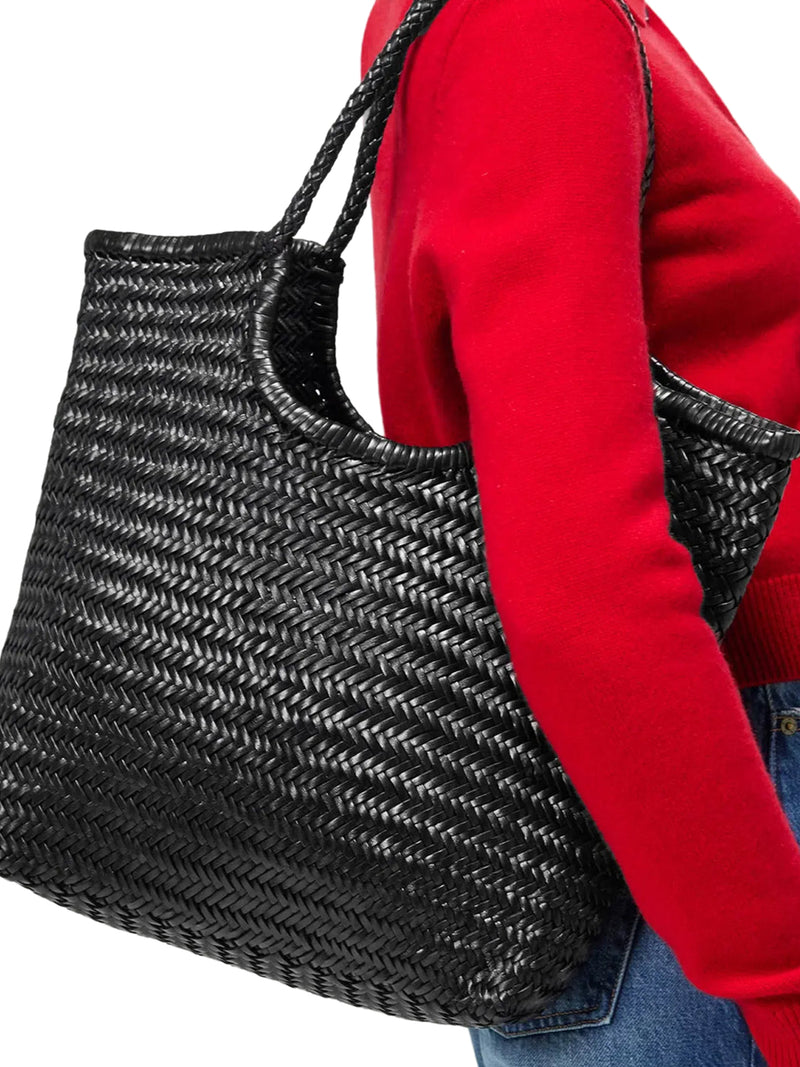 TOTE BAG NS DIAGONAL IN PELLE NERA