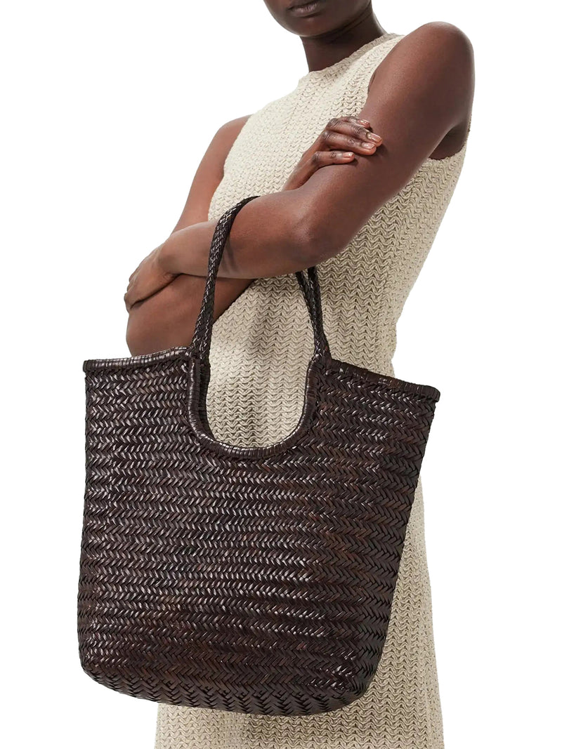 TOTE BAG NS DIAGONAL IN PELLE TESTA DI MORO