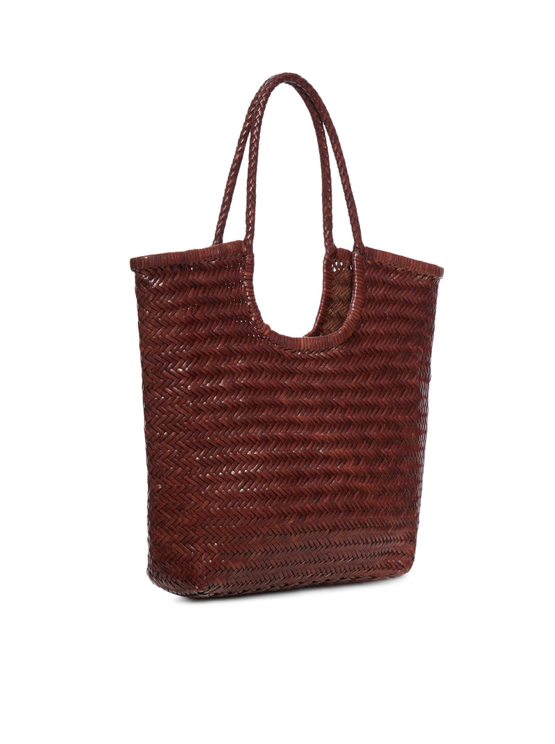 TOTE BAG NS DIAGONAL IN PELLE BRUCIATO