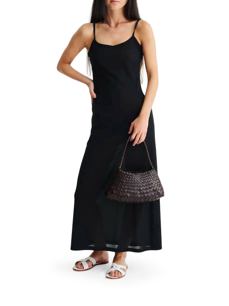 MINI BAG ROSANNA IN PELLE INTRECCIATA DARK BROWN