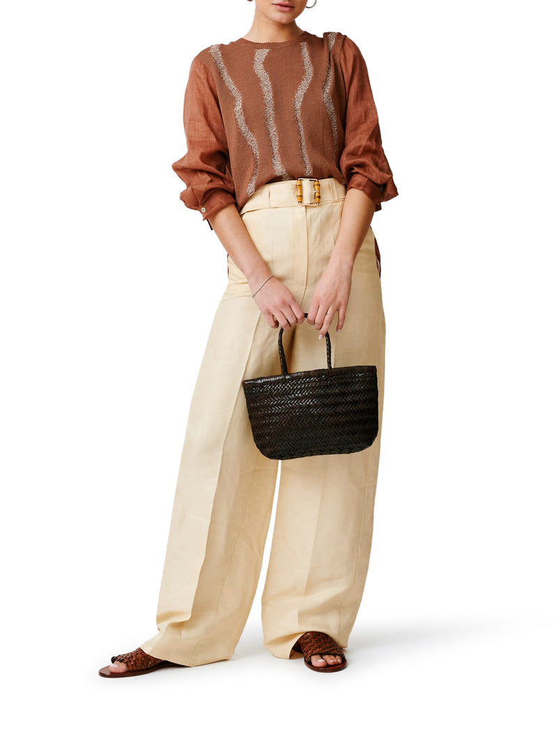 BORSA A MANO MINI FLAT GORA IN PELLE TESTA DI MORO